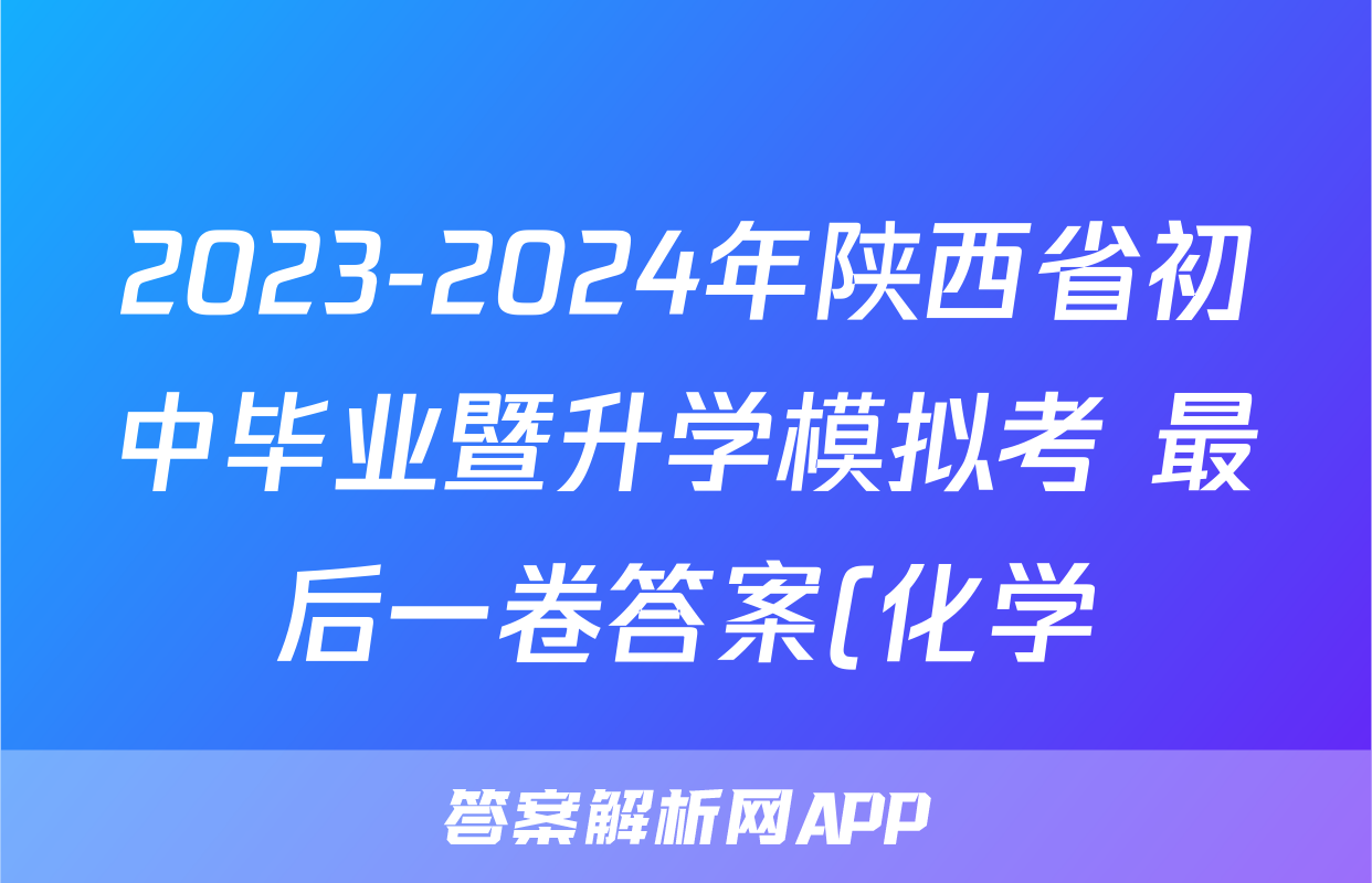 2023-2024年陕西省初中毕业暨升学模拟考 最后一卷答案(化学)